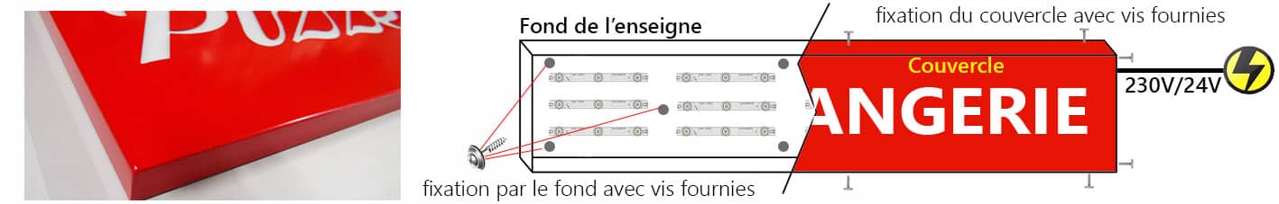 Montage facile Enseigne led avec votre texte évidé et lumineux sur la face