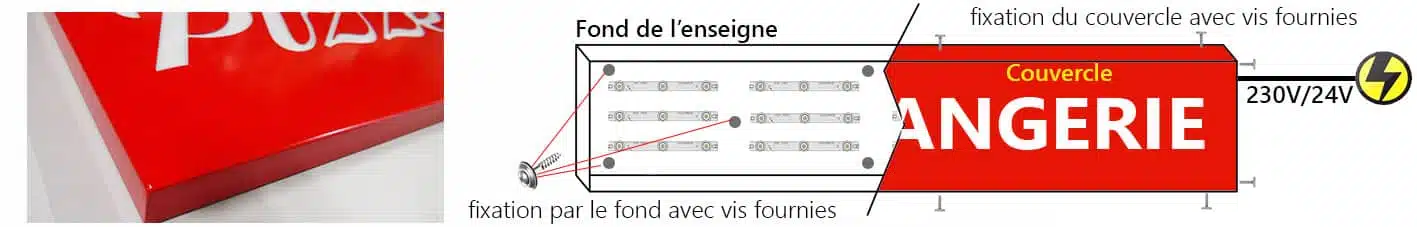 Montage facile Enseigne led avec votre texte évidé et lumineux sur la face