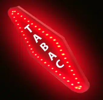 Carotte de tabac lumineuse avec led basse consommation et le mot tabac en blanc