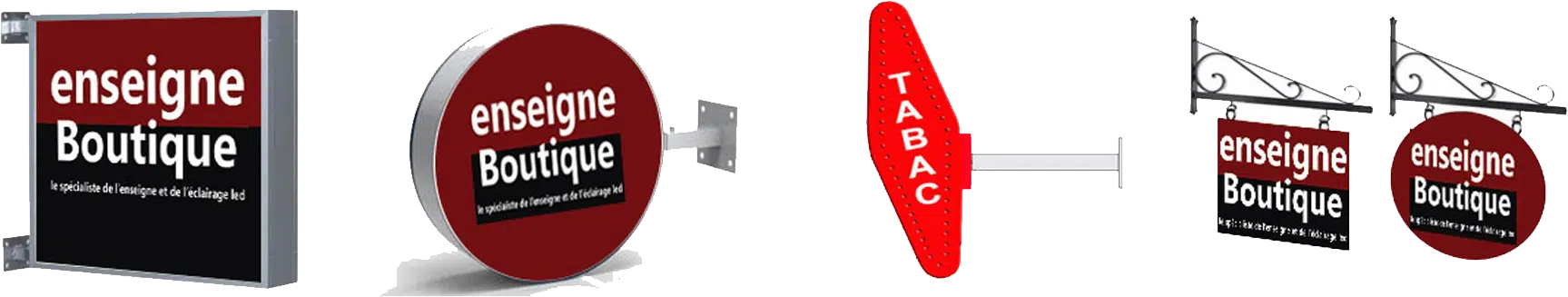 Modèle d'enseigne lumineuse et non lumineuse française et carotte de tabac de chez Enseigne Boutique à sainte-savine en france