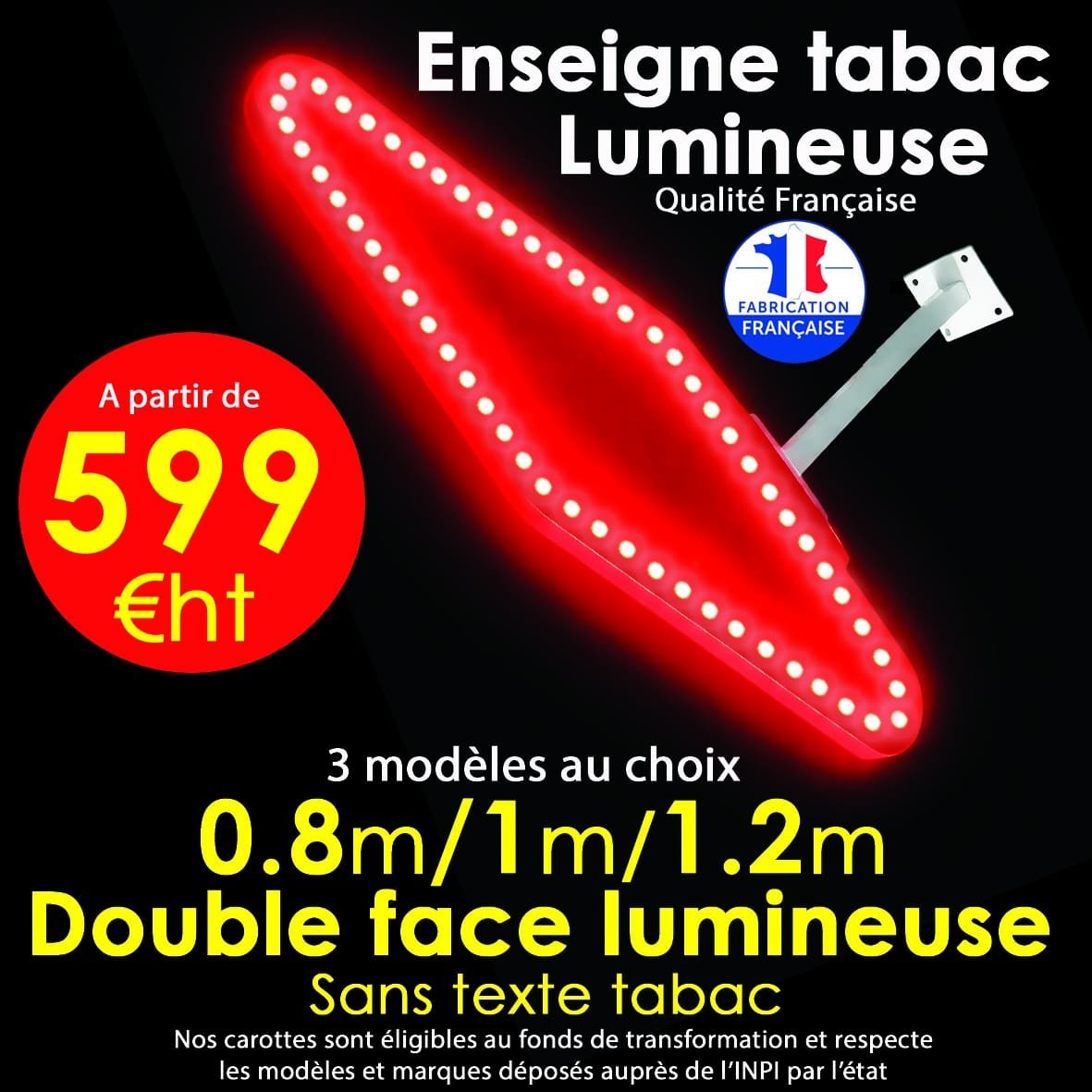 Carotte de tabac lumineuse avec led basse consommation et le sans mot tabac en blanc 80 cm