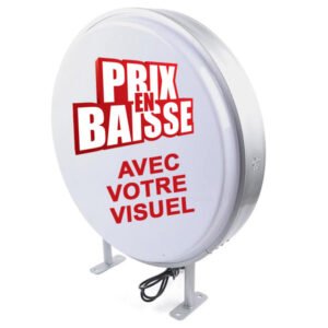 enseigne ronde lumineuse avec visuel